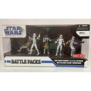 Star Wars Clone Wars Battle Packs Obi Wan Kenobi 212th Attack Battalion Troopers